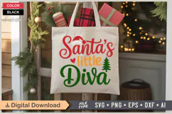Santa's Little Diva SVG | Christmas SVG | Holiday SVG | Xmas Product Image 5