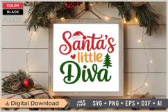 Santa's Little Diva SVG | Christmas SVG | Holiday SVG | Xmas Product Image 6
