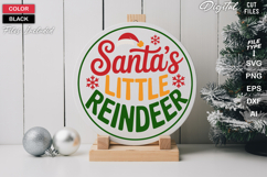 Santa&#039;s Little Reindeer SVG | Christmas Round Sign SVG Product Image 1