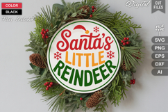 Santa&#039;s Little Reindeer SVG | Christmas Round Sign SVG Product Image 2