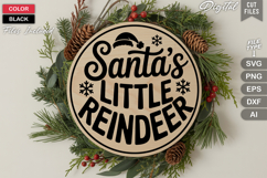 Santa&#039;s Little Reindeer SVG | Christmas Round Sign SVG Product Image 3