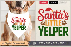Santa's Little Yelper SVG | Christmas Dog Bandana SVG Product Image 1