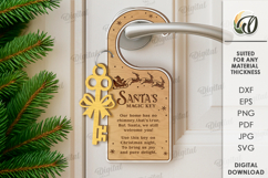Santa&#039;s Magic Key Decors Bundle Laser Cut. Door Hangers SVG Product Image 4
