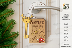 Santa&#039;s Magic Key Decor Laser Cut. Christmas Door Hanger SVG Product Image 1