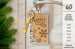 Santa&#039;s Magic Key Decors Bundle Laser Cut. Door Hangers SVG Product Image 10