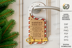 Santa&#039;s Magic Key Decor Laser Cut. Christmas Door Hanger SVG Product Image 1