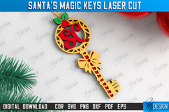 Santa&#039;s Magic Keys Laser Cut Bundle, Layered Christmas Keys Product Image 9