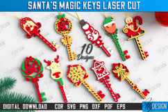 Santa&#039;s Magic Keys Laser Cut Bundle, Layered Christmas Keys Product Image 1