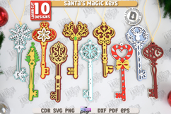 Santa&#039;s Magic Key Laser Cut Bundle | Christmas Ornaments SVG Product Image 1