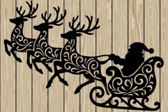 Santa&#039;s Sleigh mandala stencil silhouette SVG Product Image 1