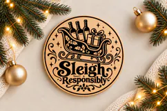 Santa’s Sleigh & Merry Christmas Sign Laser Cut Product Image 1