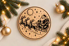 Santa’s Sleigh with Reindeer Laser Cut Product Image 1