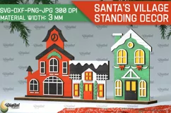 3D Santa's village Laser Cut . Xmas houses stand Decor SVG Product Image 1