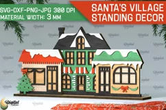 3D Santa's village Laser Cut . Xmas houses stand Decor SVG Product Image 1