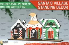 3D Santa's village Laser Cut . Xmas houses stand Decor SVG Product Image 1