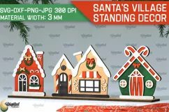 3D Santa's village Laser Cut . Xmas houses stand Decor SVG Product Image 1