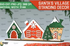 3D Santa's village Laser Cut . Xmas houses stand Decor SVG Product Image 1