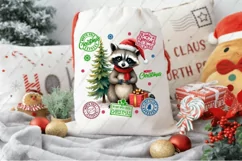 santa sack raccoon, christmas sublimation png for t shrit Product Image 2