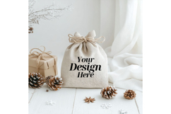 Christmas Sack Mockup White Canvas Santa Sack Bag Mockup_12 Product Image 1