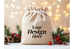 Christmas Sack Mockup White Canvas Santa Sack Bag Mockup_20 Product Image 1