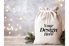 Christmas Sack Mockup White Canvas Santa Sack Bag Mockup_22 Product Image 1