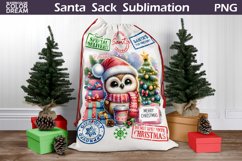 Santa Sack Sublimation | Christmas Owl Santa Sack Product Image 1