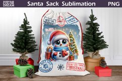 Santa Sack Sublimation | Christmas Snowman Santa Sack Product Image 1