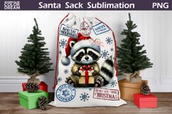 Santa Sack Sublimation | Christmas Raccoon Santa Sack Product Image 1