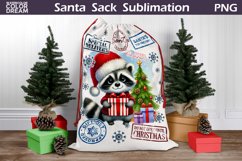 Santa Sack Sublimation | Christmas Raccoon Santa Sack Product Image 1