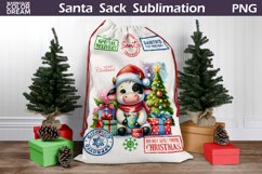 Santa Sack Sublimation | Christmas Cow Santa Sack Product Image 1