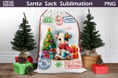 Santa Sack Sublimation | Christmas Cow Santa Sack Product Image 1