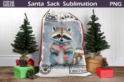 Santa Sack Sublimation | Watercolor Raccoon Santa Sack Product Image 1