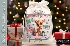 Santa Sack Sublimation Design, Baby Deer Christmas Gift Bag