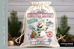 Santa Sack Sublimation Design Christmas Gift Bag Snowman