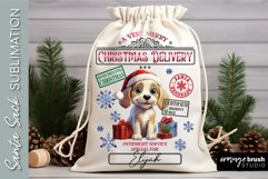 Santa Sack Sublimation Design Christmas Gift Bag With Dog
