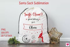 santa sack sublimation santa claus special delivery with snowflakes and naughty and nice