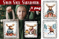 Cute animal Tote Bag Design. Christmas Tote Bag Sublimation Product Image 1