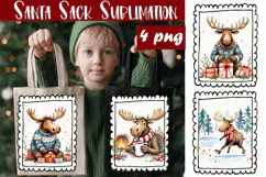Cute animal Tote Bag Design. Christmas Tote Bag Sublimation Product Image 2