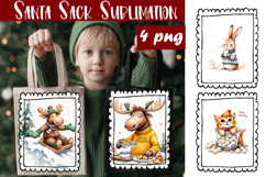 Cute animal Tote Bag Design. Christmas Tote Bag Sublimation Product Image 1