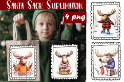 Cute animal Tote Bag Design. Christmas Tote Bag Sublimation Product Image 1