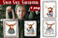 Cute animal Tote Bag Design. Christmas Tote Bag Sublimation Product Image 1