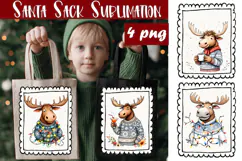Cute animal Tote Bag Design. Christmas Tote Bag Sublimation Product Image 3