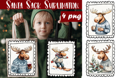 Cute animal Tote Bag Design. Christmas Tote Bag Sublimation Product Image 1