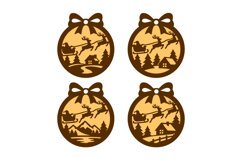 Santa Sleigh Laser Cut Christmas Ornaments 4x Designs - Free Design of The Week Product Image 2
