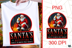 Santas Outfitters | Funny Santa Beer Shirt | Christmas PNG Product Image 1