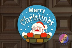 Merry Christmas Santa Door Sign Hanger. Svg DXF Laser design Product Image 1
