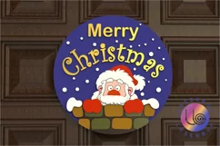 Merry Christmas Santa Door Sign Hanger. Svg DXF Laser design Product Image 2