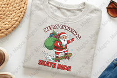 Santa Skate Ride Funny Christmas PNG Product Image 3