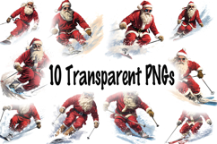 Santa Clipart Bundle - 10 Skiing Transparent PNGs Product Image 10