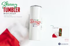 mock-up of Santa's Hand holding Skinny Tumbler 